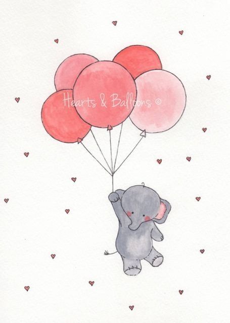 Elephant Balloon, Child Art, Watercolor Birthday, Art Tumblr, An Elephant, Baby Art, Diy For Girls, Childrens Art