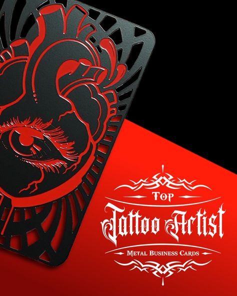 Get ready to enter a new era of networking in the tattoo industry with some INKREDIBLE custom metal business cards! 🖋️ Just as a tattoo tells a story, metal business cards are more than just contact information; they are a powerful statement of your professionalism and a window into your style. Dive into our newest blog post showcasing metal business card designs tailored for the tattoo industry – they are more than just skin deep 😉 Tattoo Business Cards Ideas, Business Card Tattoo, Tattoo Business Cards, Buissness Cards, Visit Card Design, Contact Card Design, Business Card Layout Design, Tattoo Artist Business Cards, Artist Business Cards Design