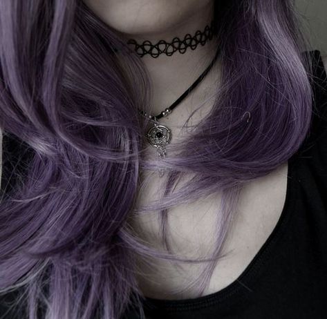 Purple Hair, A Black, Choker, A Woman, Purple, Hair, Black