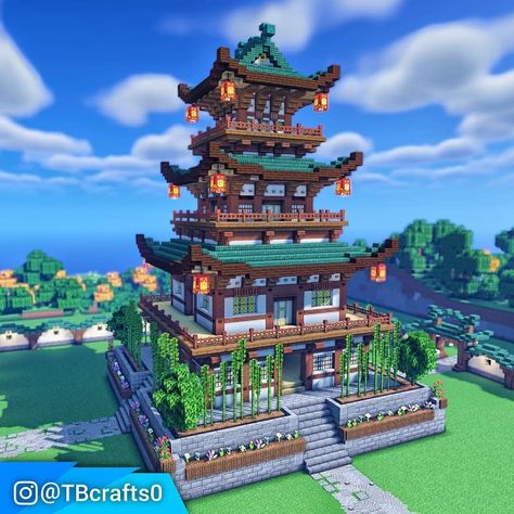 Chateau Minecraft, Japanese Minecraft Builds, Asian Village, Minecraft Japanese House, Japan Village, Construction Minecraft, Model Castle, Minecraft Japanese, Minecraft Structures