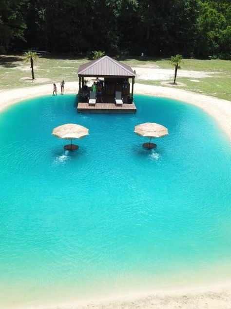 content Diy Beach Entry Pool, Sand Pool Backyard, Beach Entry Swimming Pools, Beach Pools Backyard, Beach Entrance Pool, Pool With Beach Entry, Sand Pool, River Ideas, Beach Entry Pool