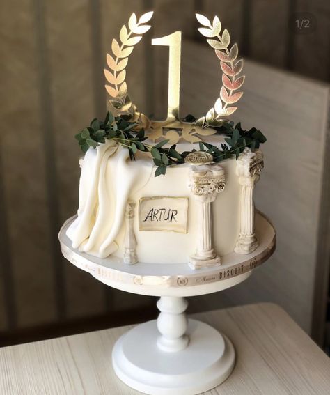 Greek Cake Theme, Roman Cake Ideas, Goddess Birthday Cake, Greek Mythology Birthday Cake, Greek Mythology Cake Ideas, Greek Theme Cake, Roman Empire Birthday Party, Greek Event Decor, Roman Birthday Party