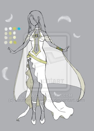 Fashion Adoptable - Angelic Messenger - Sold!~ by LauthinWaterdrop on DeviantArt Angel Clothing Drawing, Angle Outfit Drawing, Angel Oc Outfit, White Goddess Dress Drawing, Fantasy Angel Outfit, White Fantasy Dress Drawing, Elven Dress Drawing, Angelic Outfits Drawing, Anime Angel Outfit