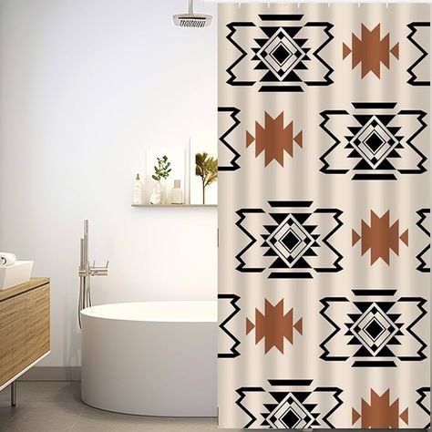 Amazon.com: She Love Western Aztec Shower Curtain Boho Abstract Pattern Geometric Vintage Shower Curtain with Hooks 72x72 Inch Waterproof Polyester Bathroom Curtain (Geometric Aztec) : Home & Kitchen Aztec Shower Curtain, Rustic Bathroom Remodel, Shower Curtain Boho, Vintage Shower Curtain, Western Aztec, Boho Shower Curtain, Rv Trailer, Van Home, Bathroom Curtain