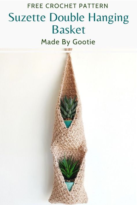 Crochet Plant Hanger Free Pattern - Crocheting Rugs, Crochet Plants, Crochet Plant Hanger, Crochet Garden, Wall Plant Hanger, Crochet Hanging, Crochet Bandana, Crochet Baskets, Crochet Cactus