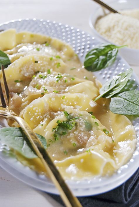 Lobster Ravioli, Champagne Vinegar, Ravioli Recipe, Denim Pinafore Dress, Denim Pinafore, Lobster Recipes, Wonton Wrappers, Lobster Tails, Homemade Pasta