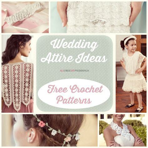 Wedding Attire Ideas: 18 Free Crochet Patterns Crochet Wedding Patterns, Wedding Crochet Patterns, Wedding Hairdo, Bridal Hairdo, Bridal Attire, Hairdo Wedding, Wedding Apparel, Crochet Headband Pattern, Crochet Wedding