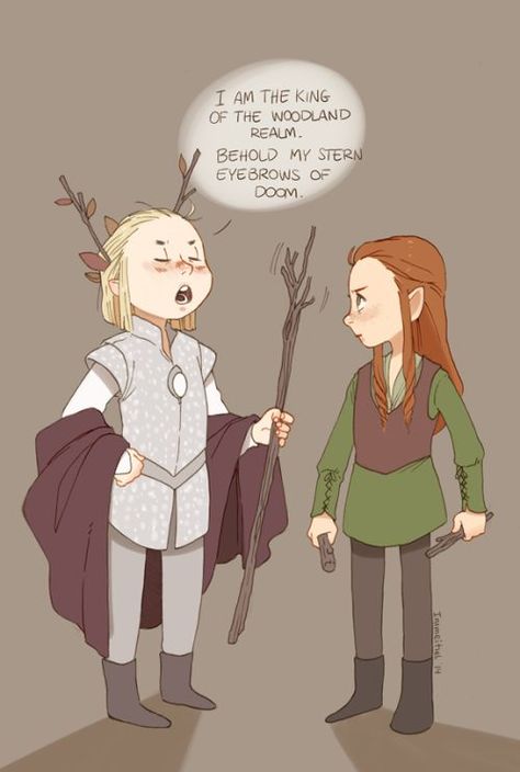 Little Legolas and Tauriel Daydream Ideas, Tolkien Funny, Legolas And Tauriel, Lord Of Rings, Battle Of The Five Armies, Legolas And Thranduil, Lotr Funny, Tolkien Elves, Lotr Art