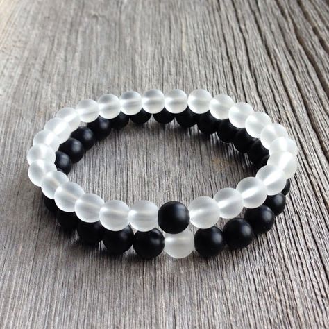 Matching Couple Bracelets, Distance Bracelets, Diy Beaded Rings, Slide Bracelet, Diy Bracelet Designs, Beads Bracelet Design, Gemstone Beaded Bracelets, Mens Beaded Bracelets, Quartz Beads