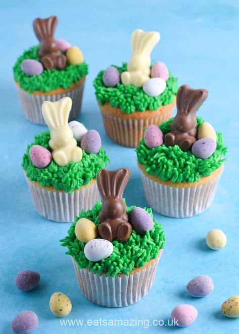 Easy Easter Cupcakes, Easter Cupcake Recipes, Easter Cupcakes Easy, Healthy Easter Recipes, Easter Fun Food, Easter Cooking, Easter Cups, Easter Bunny Cupcakes, Spring Cupcakes