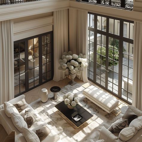 Grand Home Interior, New Classic Interior Bedroom, Provance Houses Interior, Living Room Designs Cosy, Interior Glass Walls In House, Classic Modern House Interior, Elegant House Interior, Serene Interior Design, Classy Interior Design