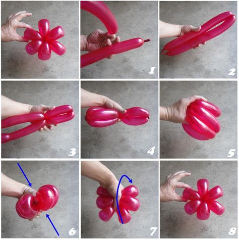 Petales para hacer Balloon Animals Easy Step By Step, Easy Balloon Animals, Flower Balloons Diy, Balloon Decorations Diy Tutorials, Balloon Topiary, Balloon Bouquet Diy, Twisting Balloons, Balloon Crafts, Diy Balloon Decorations