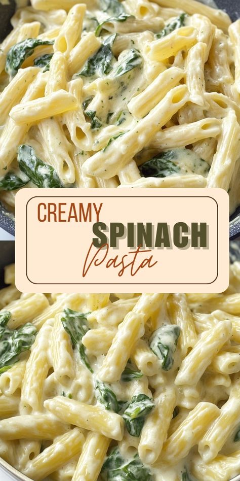 Looking for a quick and delicious pasta recipe? This creamy spinach pasta is your new go-to! With rich, velvety sauce and fresh spinach, it’s a comforting dish that’s perfect for busy weeknights. 🥄✨ This easy-to-make recipe is a family favorite and can be ready in just 30 minutes. Try it for your next dinner and enjoy the creamy goodness! 🌱🍝 #CreamySpinachPasta #PastaLovers #DinnerIdeas #EasyPastaRecipe #HealthyDinner #ComfortFood #SpinachRecipe #QuickMeals All Recipes Brandied Spinach, Spinach Alfredo Pasta Recipes, Spinach In Pasta, Creamed Spinach Pasta, Best Creamy Pasta Recipes, Chicken Spinach Pasta Recipes, Spinach And Pasta Recipes, Fresh Spinach Recipes Easy, Pasta With Sour Cream