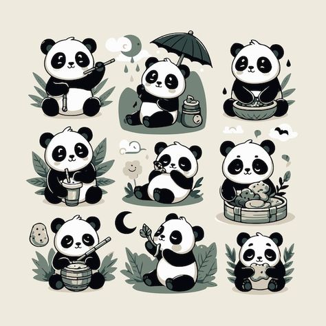 Panda Vector Illustration, Panda Illustration Cute, Kfc Mascot, Panda Art Illustration, Panda Cute Drawing, Panda Character Design, Panda Art Cute, Panda Animation, Cute Panda Illustration