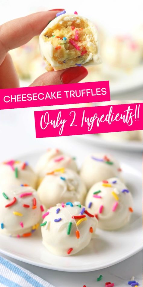 Easy Deserts Few Ingredients, Cake Mix Truffles No Bake, How To Make Truffles Easy, 2 Ingredient Truffles, Confetti Cake Mix Recipes, Easy Truffles No Bake 3 Ingredients, Easy Party Desserts Quick, Easy Dessert For Kids, No Bake Truffles Easy