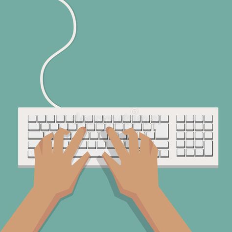 Flat Hands typing on white keyboard with cable. And pastel background stock illustration Typing Illustration, Hand Typing On Keyboard, Keyboard Illustration, White Keyboard, Product Illustration, Planet Drawing, Keyboard Typing, Isometric Art, Website Launch