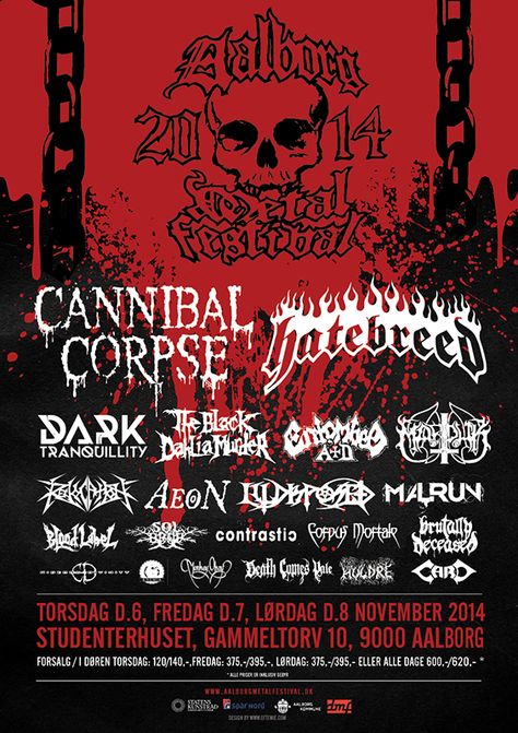 Aalborg Metal Festival - 2014 Metal Festival Poster, Metal Concert Poster, Gothic Music, Concert Poster Design, Concert Flyer, Music Festival Poster, Concert Poster, Tour Posters, Rock Posters