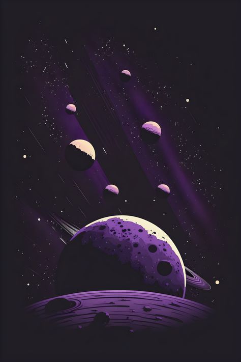 Galaxy Vector Illustration, Space Book Cover, Space Illustration Art, Astronomy Planets, Planet Illustration, Olly Moss, Cat Galaxy, Purple Planet, Planet Vector