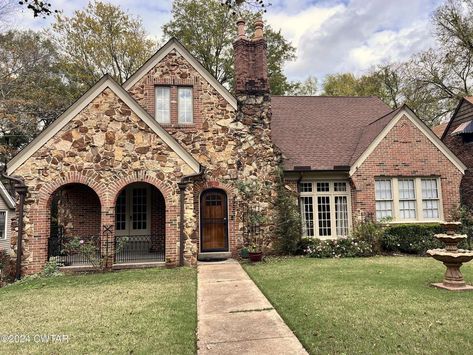 c. 1920 Tudor Revival in Jackson, TN - $339,000 Tudor Revival Interior, English Tudor House, Tudor Revival House, English Tudor Homes, Tudor Homes, Arched Front Door, Tudor Cottage, Tudor Revival, Famous Houses