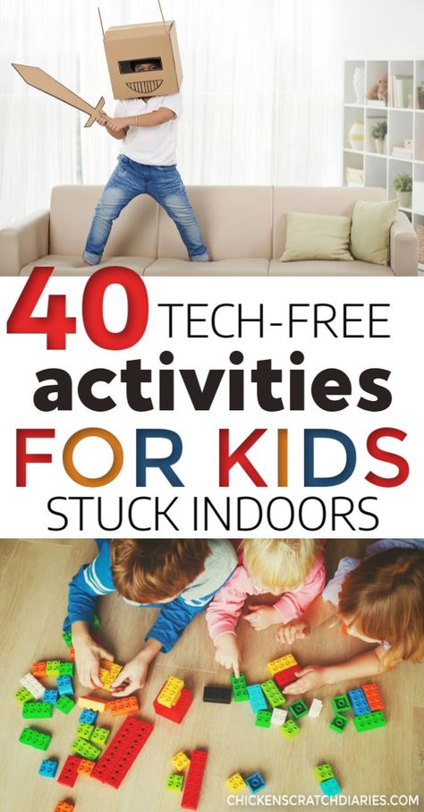 These fun and easy indoor activities for kids are perfect for winter or rainy days. Free printable available. #Activities #Kids #Fun #Winter #Indoors #Crafts #Games Easy Indoor Activities, Babysitting Activities, Rainy Day Activities For Kids, Fun Indoor Activities, Free Activities For Kids, Indoor Kids, Indoor Games For Kids, Activities For Boys, Screen Free Activities