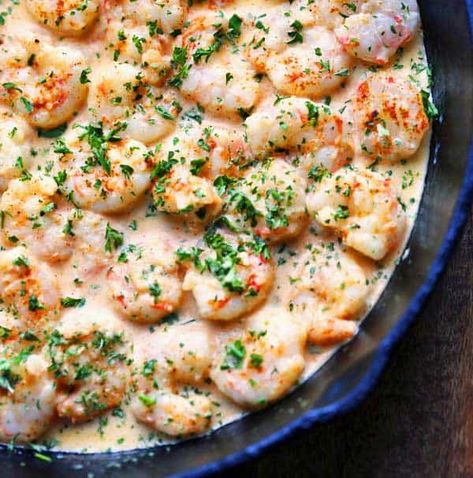 Quick And Easy Healthy Dinner Recipes Clean Eating Low Carb, Shrimp In Cream Sauce, Shrimp Dinners, Cream Sauce Recipe, Flavorful Shrimp, Keto Seafood, Menu Sarapan Sehat, Recipes Shrimp, Dinner Keto