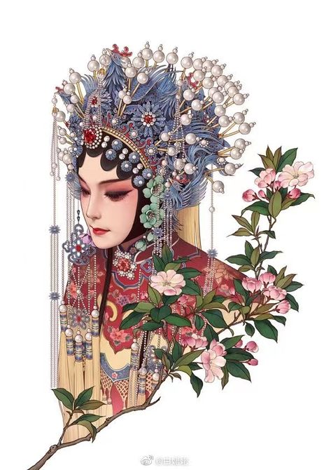 Chinese Opera Drawing, Chinese Opera Art, Peking Opera Drawing, Chinese Opera Illustration, Peking Opera, Beijing Opera, Chinese Folk Art, Illustration Kunst, Chinese Opera