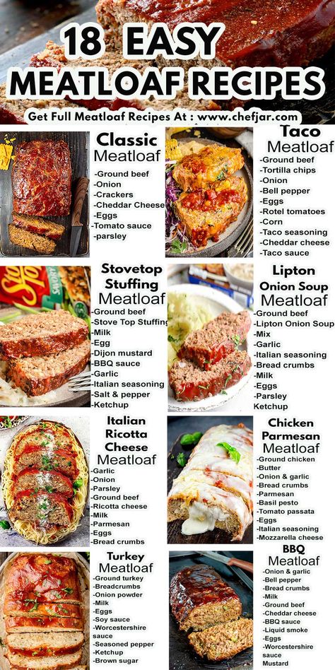 Deliciously simple meatloaf recipes to satisfy your cravings! Quick and easy to make, these flavorful meatloaf recipes will become family favorites. Try them now! Pot Roast Meatloaf, Meat Loft Recipes Beef Easy, Pork Meatloaf Recipes Easy, Different Meatloaf Ideas, 5 Ingredient Meatloaf, Amazing Meatloaf Recipes, Meat Loaf Recipe Best, Meat Loaf Sides, Oatmeal Meatloaf Recipes