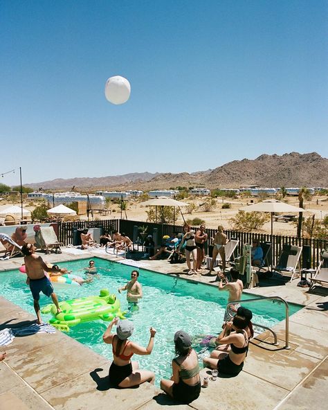 There is nothing like a pool party after a field trip to the Joshua Tree National Park! On day 3 of Zoe + Dempsey’s sleep away bachelorette camp, their guests enjoyed pool time, a burger and fry bar bbq, a nostalgic camp craft table, and some pool side acrobatics 😅. Their friends are so much fun!!! 🩳🩱🕶️👙☀️🥾🧗 Event Planning + Design: @artandsoulevents Photographer: @emilyklarerphotography Pool Side Party, Bbq Pool Party, Branded Pool Party, Public Pool Party, 1970 Pool Party, Pool Party Editorial, Retro Pool Parties, Pool Time, Event Branding