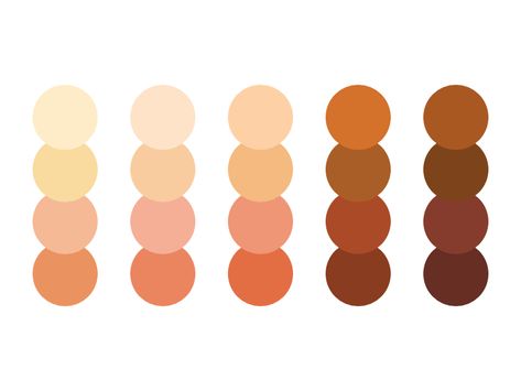 Skin tone colors by Kalina Ivanova Skin Tone Color Palette, Face Color Palette, Skin Tone Colors, Glasses For Oval Faces, Flat Design Ideas, Skin Palette, Asian Skin Tone, Side Wrist Tattoos, Drawings Tutorials