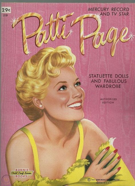 Patti Page, Big Band Jazz, Paper Doll Book, Celebrity Culture, Paper Dolls Book, Vintage Paper Dolls, Book Sleeve, Paper Doll, Vintage Movies