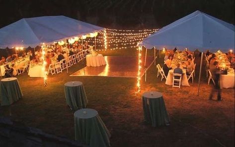 Backyard Tent Wedding, Wedding Table Layouts, Reception Dance, Outdoor Dance Floors, Backyard Wedding Decorations, Backyard Tent, Wedding Reception Lighting, Diy Backyard Wedding, Backyard Layout