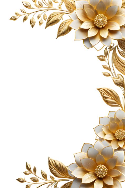 Floral Border Wallpaper, Gold Flowers Background, Invitation Border Design, Frame Border Design Png, Gold Flower Background, Gold Flowers Wallpaper, Invitation Card Background, Gold Border Design, Reception Invite