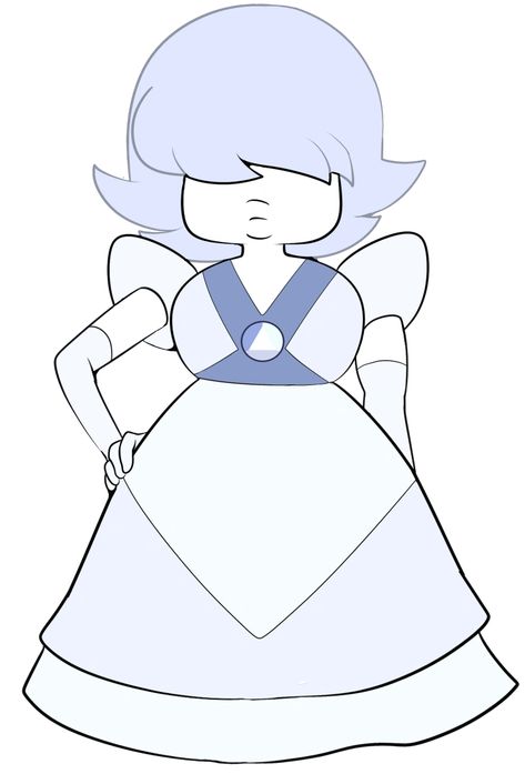 White Sapphire is a Homeworld Gem, and an original character created by GemCrust.  White Sapphire has an appearance similar to that of other Sapphires, as she is short, has hair that covers her forehead, and has one eye. Her skin is white and she has one eye, no nose, and a mouth with full lips. Her hair is light blue and is styled in a messy bob with a swept bang covering her eye. Her gemstone is on her sternum and is white and light blue in color. She wears a white and light blue dress with a Anime Creatures, Sapphire Steven Universe, Briar Beauty, Water Gems, Diamond Steven, Sapphire Dress, Crystal Gems Steven Universe, Light Blue Gemstone, Steven Universe Oc