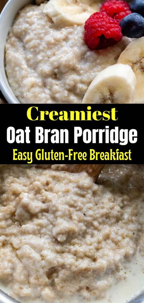 Creamiest Maple Oat Bran Recipe (Gluten-Free) Oat Bran Recipes Low Carb, Oat Bran Recipes Breakfast, Oat Bran Porridge, Oat Fiber Recipes, Bran Recipe, Mamagourmand Recipes, Oat Bran Recipes, Oat Bran Cereal, Gluten Free Cookbooks