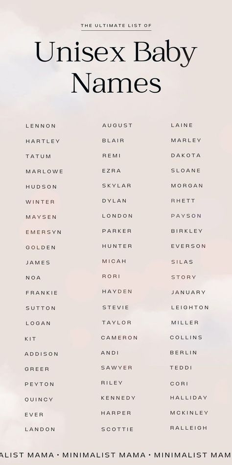 Searching for cute baby names, but don't love all the frou-frou options out there? These super cool 'boy names for a girl' are actually FLYING up the baby name charts - and I bet you didn't even realize! Save these gender neutral baby names to your list of baby names *today*! Unique Gender Neutral Names, Sweet Baby Boy Names, Gender Neutral Baby Names, List Of Baby Names, Neutral Baby Names, Posh Names, Name For Boys, Neutral Names, Unisex Names