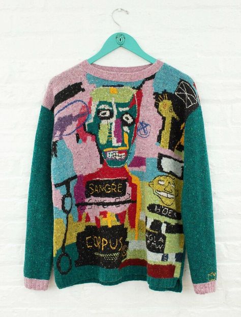 Basquiat Art, Art Sweater, Jean Michel Basquiat, Graphic Sweaters, Cool Sweaters, Flat Iron, Ugly Sweater, Sweater Weather, Hard Work