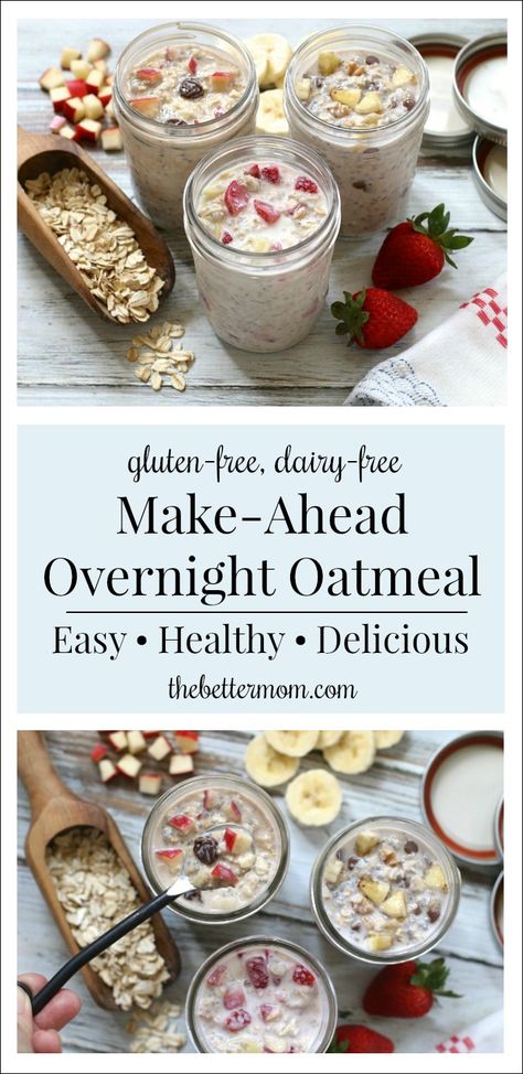 On The Go Recipes, Overnight Oats Healthy Clean Eating, Gluten Free Overnight Oats, Chia Overnight, Biblical Motherhood, Fruit And Yogurt Parfait, Overnight Oats In A Jar, Overnight Oats With Yogurt, Oatmeal Bake