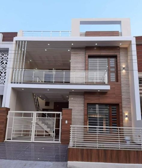 Indian Elevation Design, Small Duplex House Design Interiors, Wall Compound Design, Indian House Outer Design, House Elevation Design Indian, Home Compound, Compound Design, Indian House Exterior Design, Compound Wall Design