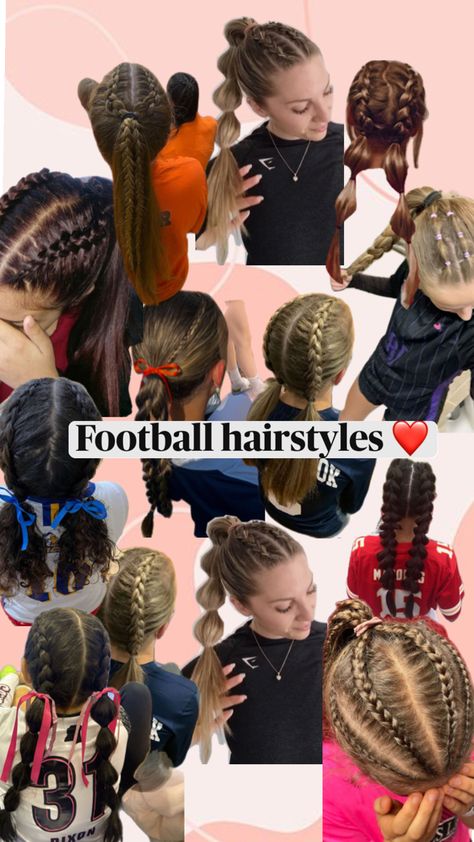 Hairstyles For Flag Football, Football Hair Styles, Flag Football Hairstyles, Braided Hairstyles Into Ponytail, Soccer Hairstyles For Short Hair, Softball Hairstyles Braids, Game Day Braids, Wrestling Hairstyles, Lacrosse Hairstyles