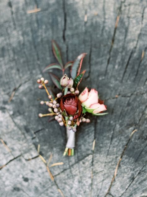 Blush and Burgundy Boutonniere | Taralynn Lawton Photography | http://heyweddinglady.com/moody-dark-fairy-tale-wedding-shoot-mountains/ Rustic Boutonniere, Groomsmen Boutonniere, Wedding Dresses Blush, Groom Boutonniere, Fall Wedding Flowers, Boutonniere Wedding, Fairy Tale Wedding, Burgundy Wedding, Popular Wedding