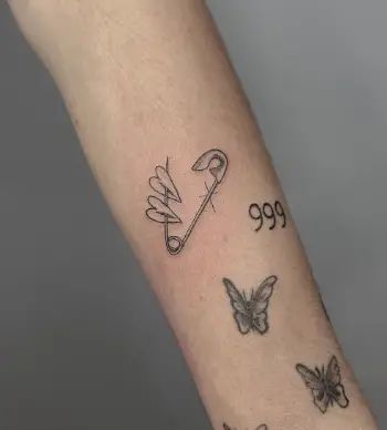 Sensitive Tattoo, Art With Butterflies, Safety Pin Tattoo, Support Tattoo, Pin Tattoo, Safety Pin Design, Number Tattoos, Pin Design, Safety Pins