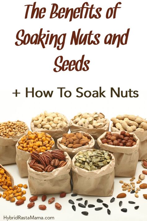 Are you soaking your nuts and seeds? If not, you should. Hybrid Rasta Mama outlines the benefits of soaking nuts and seeds plus provides a tutorial on how to soak nuts. It easier than you think! #nuts #seeds #soakingnuts Soak Nuts Before Eating, Almond Recipes Snacks, Best Nuts To Eat, Nuts And Seeds Recipes, Roasted Seeds, Seeds Benefits, Nourishing Traditions, Healthy Food Habits, Raw Nuts