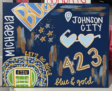 Canvas Painting Inspiration, Preppy Canvas Paintings, College Canvas Paintings, College Canvas Art, College Canvas, Senior Day, Preppy College, Georgia Southern, Canvas Painting Ideas