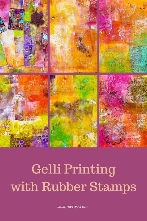 Gelli Plate Printing – Video Tutorial – Susanne Rose Art Hot Glue Stamps, Gelli Plate Cards, Gelli Printing Tutorials, Birgit Koopsen, Gelli Printing Techniques, Gelli Plate Techniques, Gelli Printing Art, Gelli Plate Art, Gelli Prints