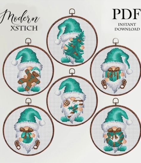 Christmas Ornaments Diy Easy, 3d Christmas Ornaments, Christmas Cross Stitch Patterns Free, Cross Stitch Gallery, Gnome Cross Stitch, Free Cross Stitch Charts, Unique Cross Stitch, Cross Stitch Fonts, Easy Cross Stitch Patterns