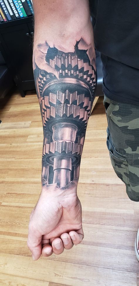 Mechanic Forearm Tattoo, Diesel Injector Tattoo, Mechanic Sleeve Tattoos For Guys, 3d Realistic Tattoo, Bionic Tattoos For Men, Mechanic Tatoos Design, Forearm Biomechanical Tattoo, Mechanic Tattoos For Men, Mechanic Arm Tattoo