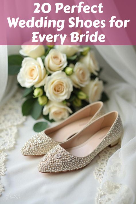 Looking for the perfect wedding shoes to complete your big day look? Did you know that the right pair can transform your entire outfit? Dive into our dazzling collection, featuring 20 stunning visuals that capture everything from elegant bridal heels to charming bridesmaid shoes. Discover styles that match your flair while ensuring comfort. Say I do to stepping up your shoe game! Comfortable Wedding Flats, Bridal Shoes Comfortable, Perfect Wedding Shoes, Wedding Flats, Bridal Heels, Bridesmaid Shoes, Shoe Ideas, Walk Down The Aisle, Bride Shoes