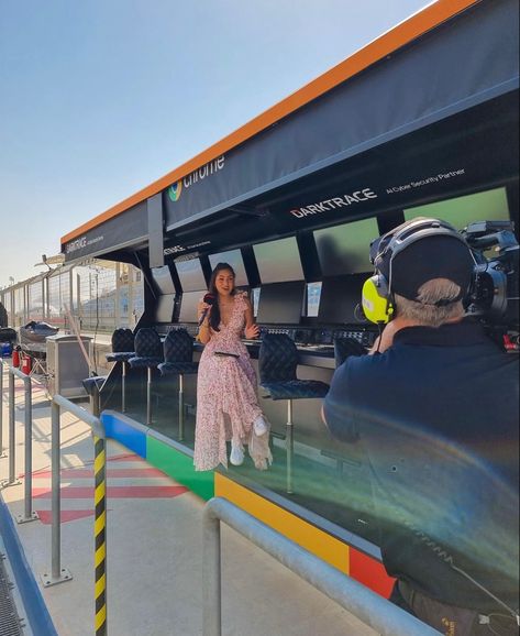 F1 Presenter, Throttled Lauren Asher, F1 Media, Sport Management Career, Maya Alatorre, Lissie Mackintosh, Dirty Air Series, Sports Journalism, Career Aesthetic