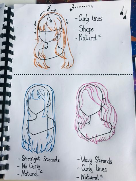 How Draw Hair Anime, Hand Drawing Tutorial Easy Anime, Art Sketchbook Step By Step, How To Draw Hair Line, How To Draw Simple Anime Characters, Hair Tutorials Anime, Character Art Step By Step, Draw Anime Characters Step By Step, Hair Art Tutorial Step By Step