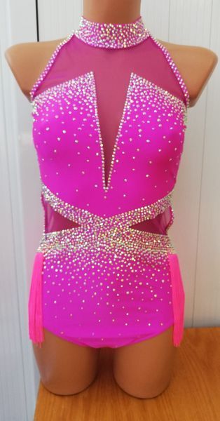 Made by Bobby Hot Pink Jazz Dance Costume, Rhinestone Dance Costumes Design, Rhinestone Costume Ideas, Jazz Dance Costumes Sassy Pink, Pink Jazz Costume, Barbie Dance Costume, Pink Jazz Dance Costumes, Rhinestone Costume Dance, Dance Costume Stoning Ideas